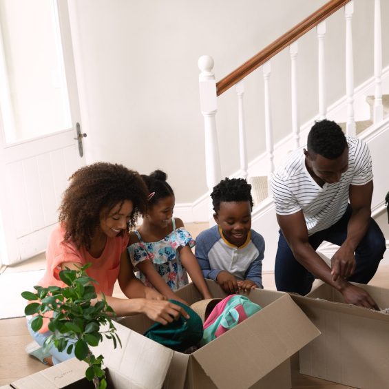 Family moving in to a new home